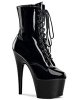 Black Patent Leather Platform Ankle Boots- 7" Heel