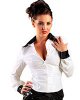 Erzieherinnen-Bluse aus weiß-schwarzem Lack - bis 6XL