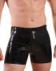 Boxer-Shorts aus geklebtem schwarzem Latex mit Reißverschluß