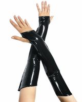 Long Fingerless Gloss PVC Gloves with Zipper