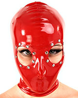 Latex Hood with Studded Large Eyes Openings - Optional with Zip