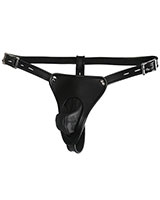 Lockable Leather Chastity Briefs with Penis Pouch