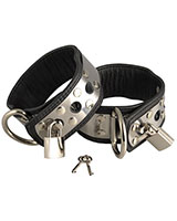 Lockable Leather Footcuffs with Metall and Padlocks