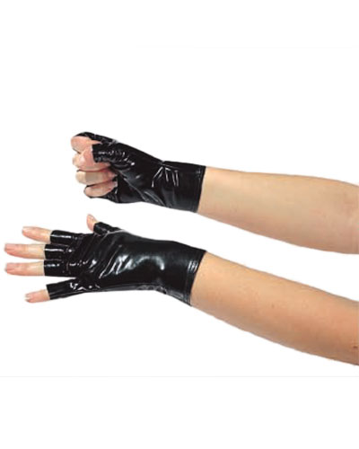 Handschuhe aus Stretchlack - kurz - mit freien Fingerspitzen