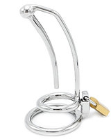 Lockable Stainless Steel PENIS LOCK with Curved Hollow Plug